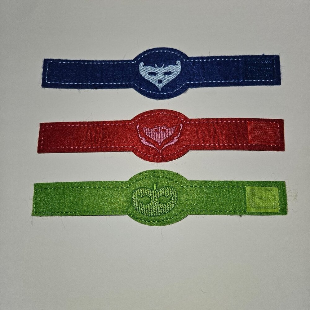 3 Disney PJ Masks Bracelets Lot Fabric Green Gekko Red Owlette Blue Catboy